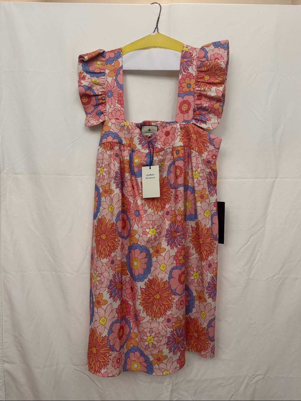 TUCKERNUCK Pink Floral Ruffle-Sleeve Dress